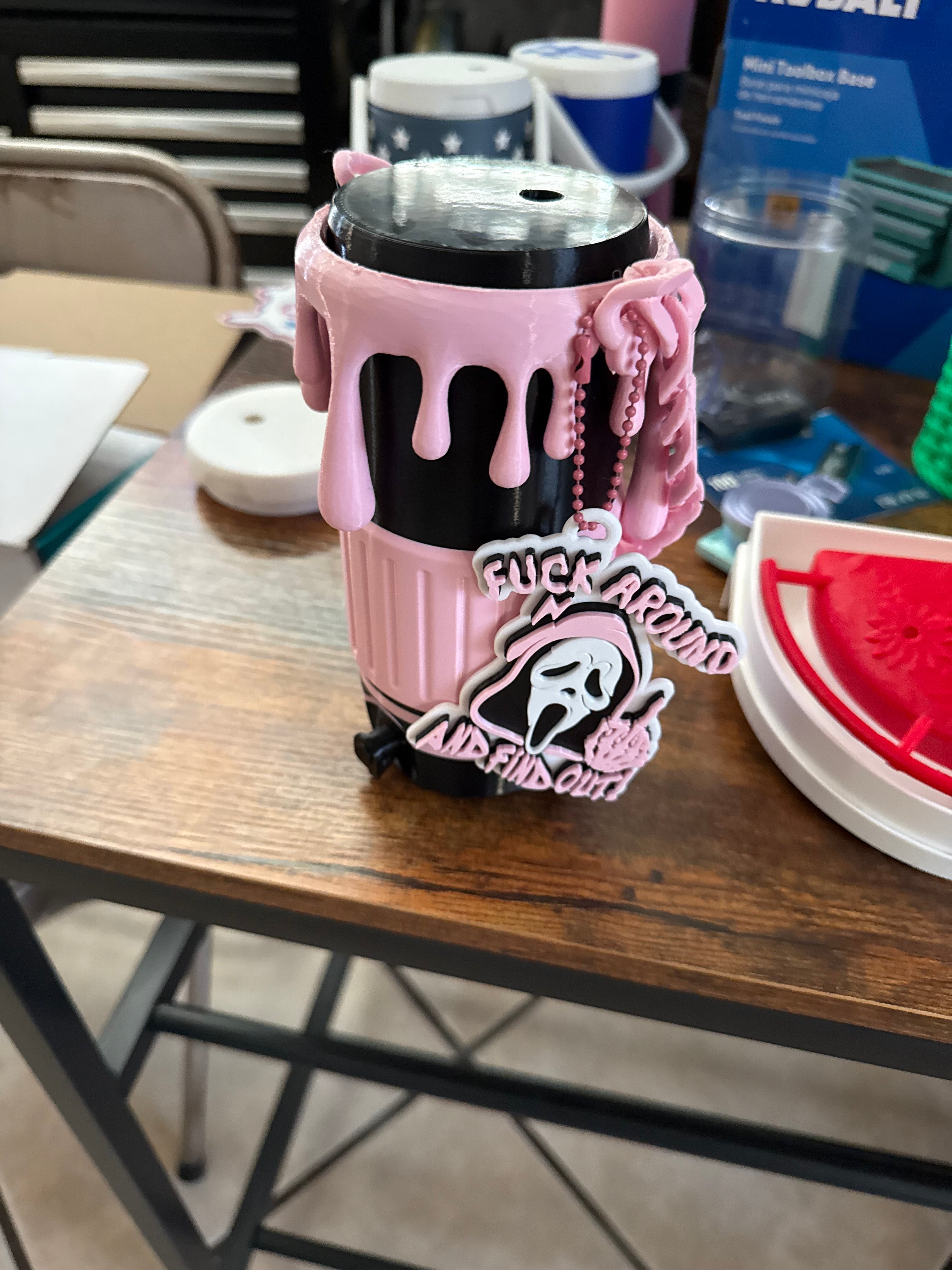 12 oz can cooler drip themed